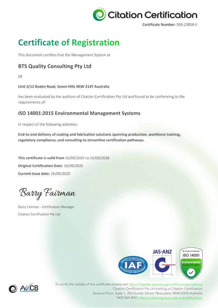 BTS Quality Steel Certification